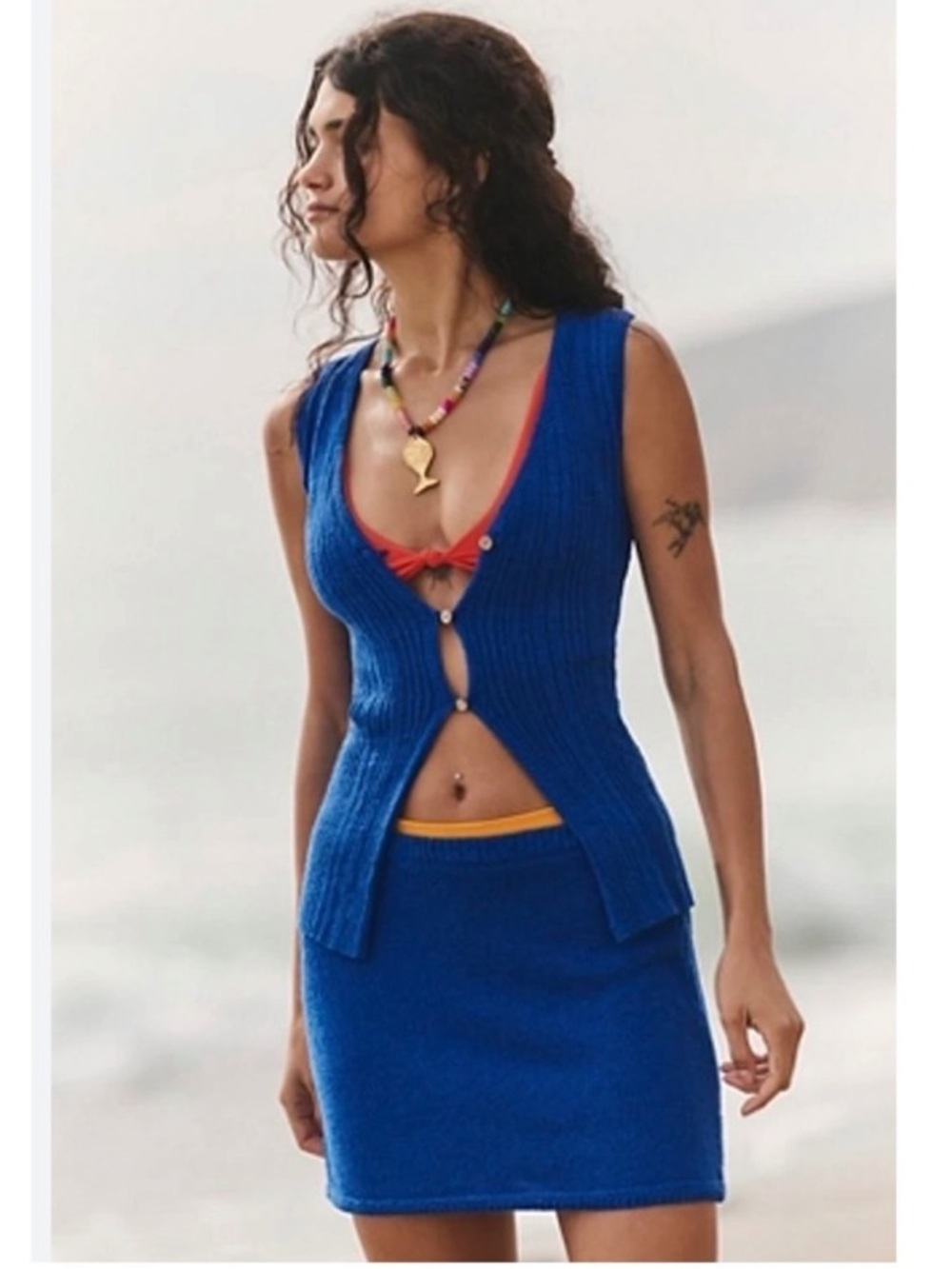 FREE PEOPLE FP BEACH Rhea Sweater Set - ROYAL BLUE